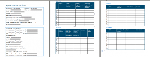 Personnel Record Form Template